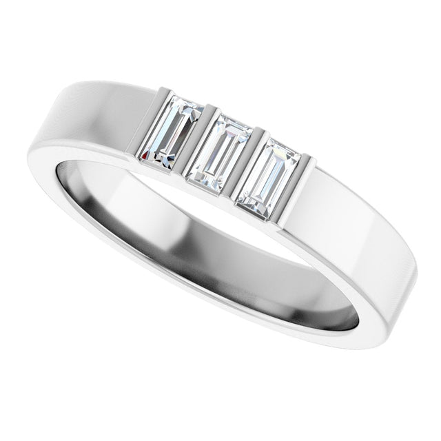 14K Gold Straight Baguette Lab-Grown Diamond Three-Stone Band - 1/5 CTW - White Gold - view 5