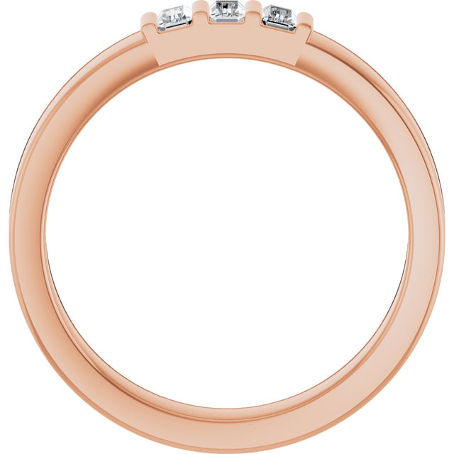 14K Gold Straight Baguette Lab-Grown Diamond Three-Stone Band - 1/5 CTW - Rose Gold - view 2
