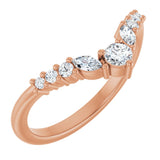 14K Gold Round Lab-Grown Diamond Accented Contour Band - 1/5-3/8 CTW - Rose Gold
