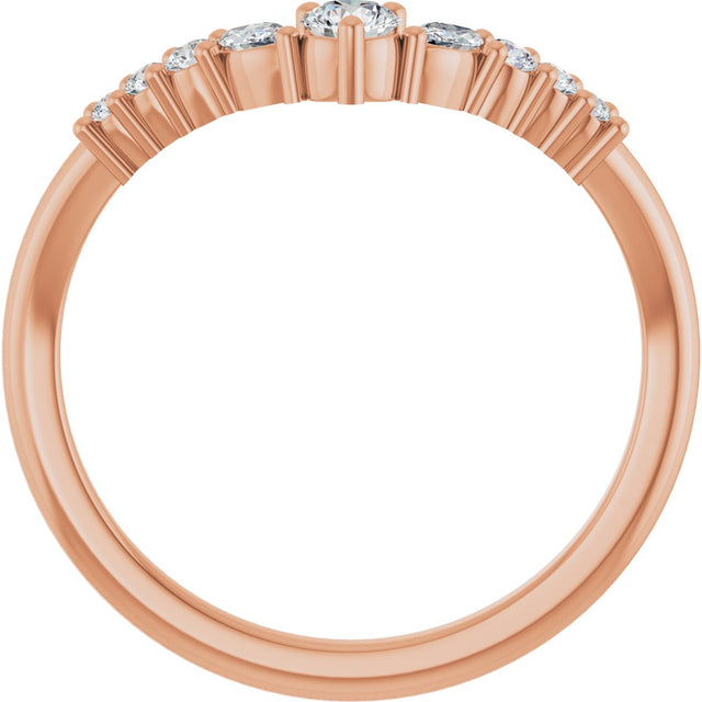 14K Gold Round Lab-Grown Diamond Accented Contour Band - 1/5-3/8 CTW - Rose Gold - view 2