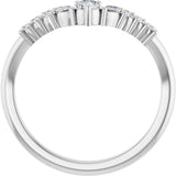 Platinum Round Natural Diamond Accented Contour Band - 1/5-3/8 CTW - view 2