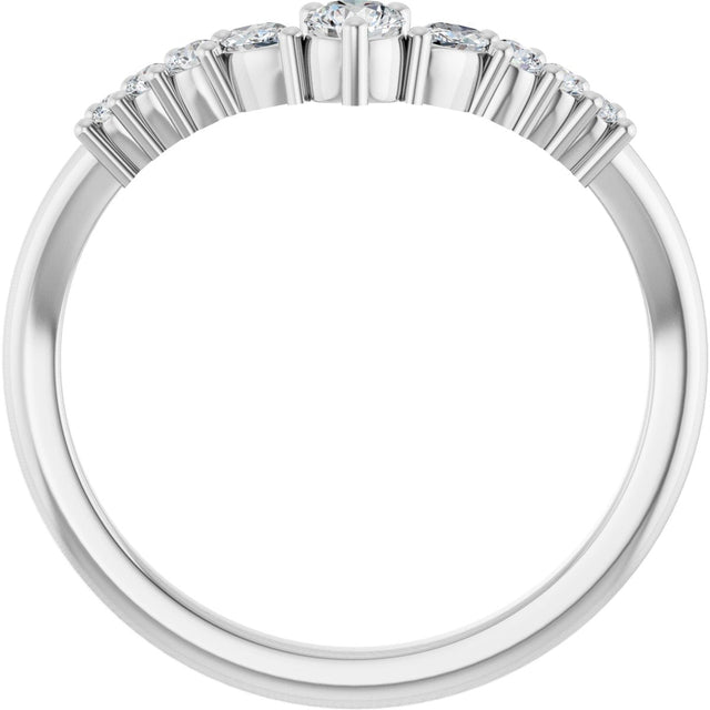 14K Gold Round Natural Diamond Accented Contour Band - 1/5-3/8 CTW - White Gold - view 2