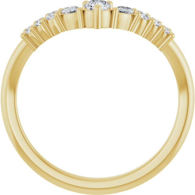 14K Gold Round Lab-Grown Diamond Accented Contour Band - 1/5-3/8 CTW - Yellow Gold - view 2