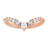 14K Gold Round Natural Diamond Accented Contour Band - 1/5-3/8 CTW - Rose Gold - view 3