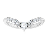 Platinum Round Natural Diamond Accented Contour Band - 1/5-3/8 CTW - view 3