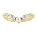 14K Gold Round Natural Diamond Accented Contour Band - 1/5-3/8 CTW - Yellow Gold - view 3