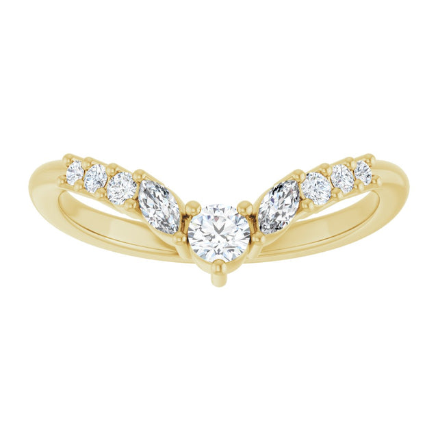 14K Gold Round Lab-Grown Diamond Accented Contour Band - 1/5-3/8 CTW - Yellow Gold - view 3