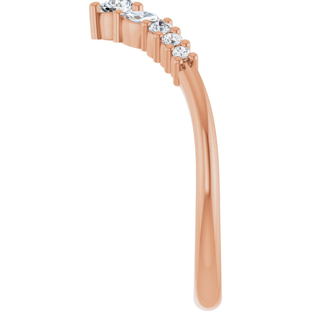 14K Gold Round Lab-Grown Diamond Accented Contour Band - 1/5-3/8 CTW - Rose Gold - view 4