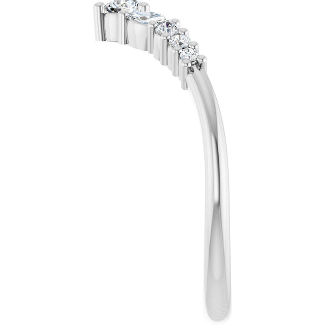 Platinum Round Natural Diamond Accented Contour Band - 1/5-3/8 CTW - view 4
