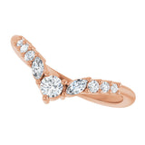 14K Gold Round Natural Diamond Accented Contour Band - 1/5-3/8 CTW - Rose Gold - view 5