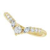 14K Gold Round Natural Diamond Accented Contour Band - 1/5-3/8 CTW - Yellow Gold - view 5