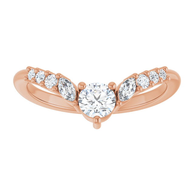 14K Gold Round Lab-Grown Diamond Accented Contour Band - 1/5-3/8 CTW - Rose Gold - view 3