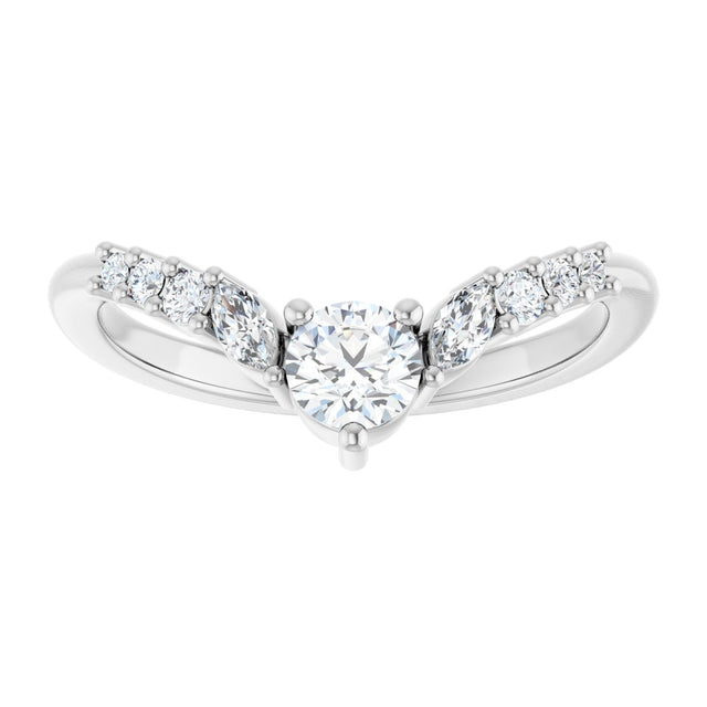 14K Gold Round Lab-Grown Diamond Accented Contour Band - 1/5-3/8 CTW - White Gold - view 3