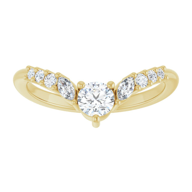 14K Gold Round Natural Diamond Accented Contour Band - 1/5-3/8 CTW - Yellow Gold - view 3