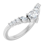 14K Gold Round Natural Diamond Accented Contour Band - 1/5-3/8 CTW - White Gold