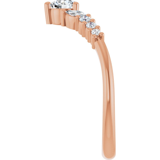 14K Gold Round Natural Diamond Accented Contour Band - 1/5-3/8 CTW - Rose Gold - view 4