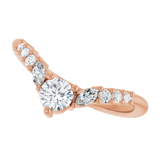 14K Gold Round Natural Diamond Accented Contour Band - 1/5-3/8 CTW - Rose Gold - view 5