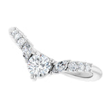 14K Gold Round Lab-Grown Diamond Accented Contour Band - 1/5-3/8 CTW - White Gold - view 5