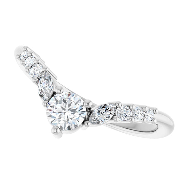 Platinum Round Lab-Grown Diamond Accented Contour Band - 1/5-3/8 CTW - view 5