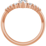 14K Gold Round Natural Diamond Accented Contour Band - 1/5-3/8 CTW - Rose Gold - view 2