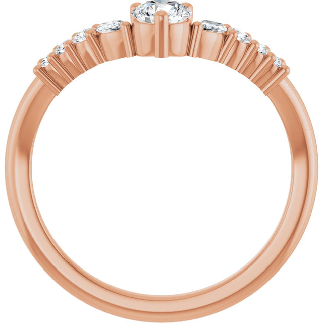 14K Gold Round Lab-Grown Diamond Accented Contour Band - 1/5-3/8 CTW - Rose Gold - view 2