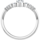 14K Gold Round Natural Diamond Accented Contour Band - 1/5-3/8 CTW - White Gold - view 2