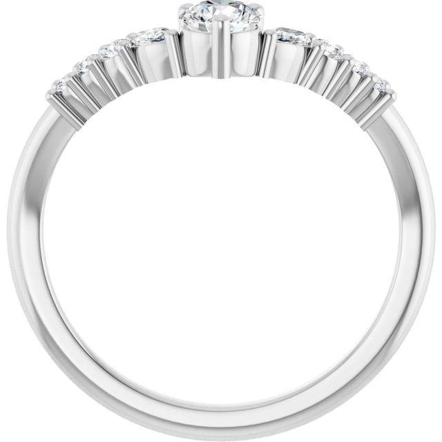 14K Gold Round Lab-Grown Diamond Accented Contour Band - 1/5-3/8 CTW - White Gold - view 2