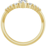 14K Gold Round Lab-Grown Diamond Accented Contour Band - 1/5-3/8 CTW - Yellow Gold - view 2