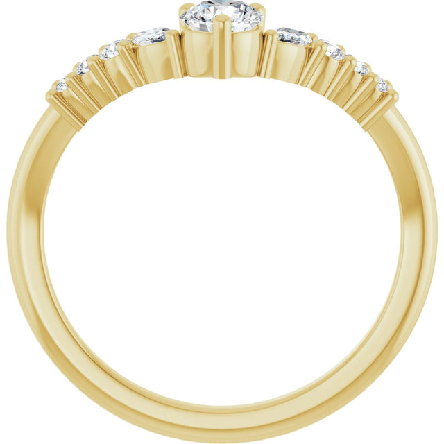14K Gold Round Natural Diamond Accented Contour Band - 1/5-3/8 CTW - Yellow Gold - view 2