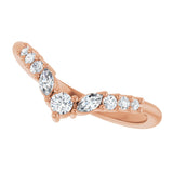 14K Gold Round Lab-Grown Diamond Accented Contour Band - 1/5-3/8 CTW - Rose Gold - view 5