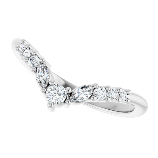 Platinum Round Lab-Grown Diamond Accented Contour Band - 1/5-3/8 CTW - view 5