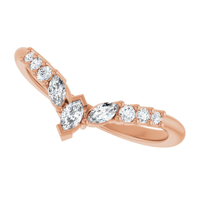 14K Gold Marquise Lab-Grown Diamond Accented Contour Band - 1/4-3/8 CTW - Rose Gold - view 5