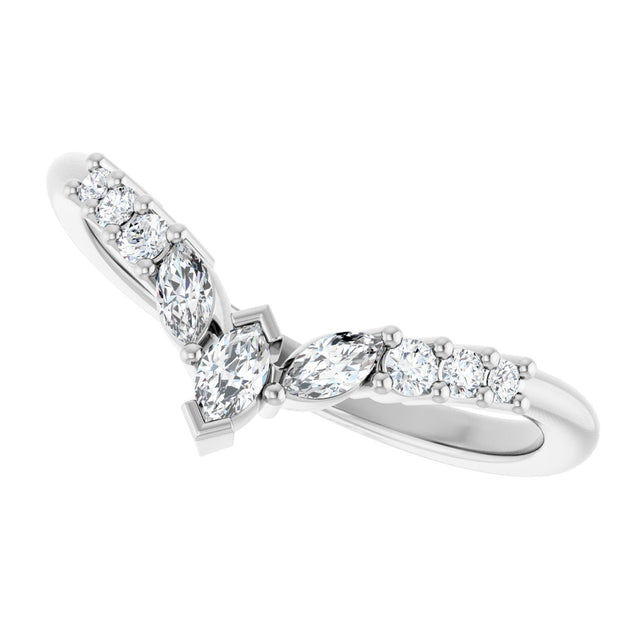 Platinum Marquise Lab-Grown Diamond Accented Contour Band - 1/4-3/8 CTW - view 5