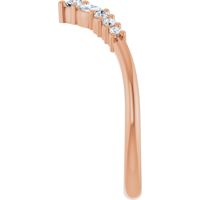 14K Gold Round Lab-Grown Diamond Accented Contour Band - 1/5-3/8 CTW - Rose Gold - view 4
