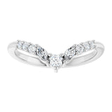 14K Gold Round Lab-Grown Diamond Accented Contour Band - 1/5-3/8 CTW - White Gold - view 3