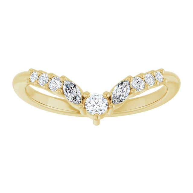 14K Gold Round Lab-Grown Diamond Accented Contour Band - 1/5-3/8 CTW - Yellow Gold - view 3
