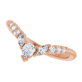 14K Gold Pear Natural Diamond Accented Contour Band - 1/3 CTW - Rose Gold - view 5