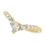 14K Gold Pear Natural Diamond Accented Contour Band - 1/3 CTW - Yellow Gold - view 5