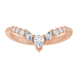 14K Gold Pear Lab-Grown Diamond Accented Contour Band - 1/3 CTW - Rose Gold - view 3
