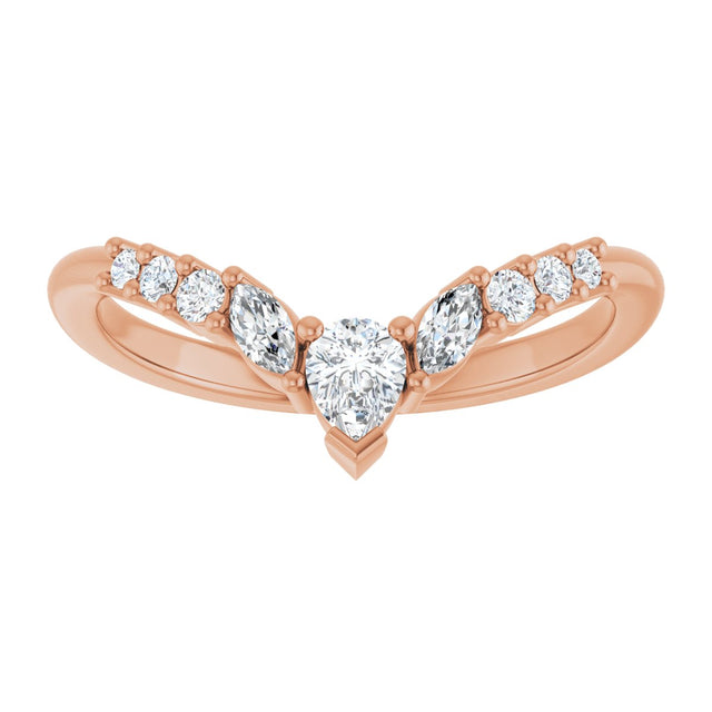 14K Gold Pear Lab-Grown Diamond Accented Contour Band - 1/3 CTW - Rose Gold - view 3
