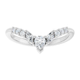 Platinum Pear Natural Diamond Accented Contour Band - 1/3 CTW - view 3