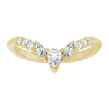14K Gold Pear Natural Diamond Accented Contour Band - 1/3 CTW - Yellow Gold - view 3