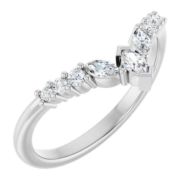 Platinum Marquise Lab-Grown Diamond Accented Contour Band - 1/4-3/8 CTW