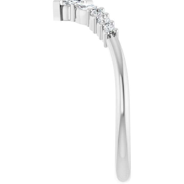 14K Gold Marquise Natural Diamond Accented Contour Band - 1/4-3/8 CTW - White Gold - view 4