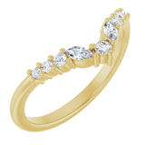 14K Gold Round Natural Diamond Accented Contour Band - 1/5-3/8 CTW - Yellow Gold