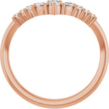 14K Gold Round Lab-Grown Diamond Accented Contour Band - 1/5-3/8 CTW - Rose Gold - view 2