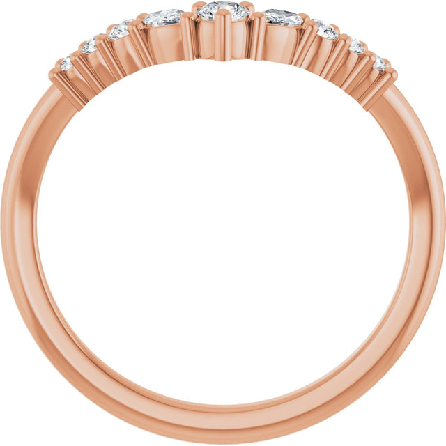 14K Gold Round Lab-Grown Diamond Accented Contour Band - 1/5-3/8 CTW - Rose Gold - view 2
