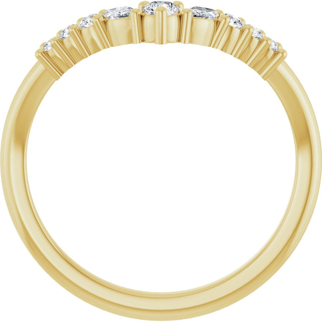 14K Gold Round Lab-Grown Diamond Accented Contour Band - 1/5-3/8 CTW - Yellow Gold - view 2