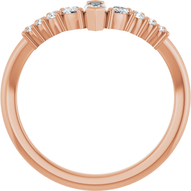 14K Gold Marquise Natural Diamond Accented Contour Band - 1/4-3/8 CTW - Rose Gold - view 2