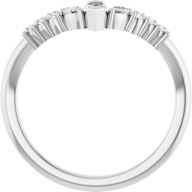 Platinum Marquise Lab-Grown Diamond Accented Contour Band - 1/4-3/8 CTW - view 2